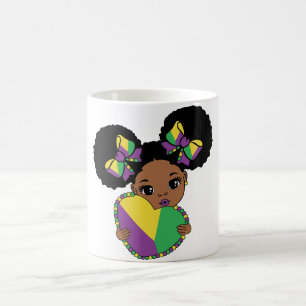 Mardi Gras Baby Girl Holding Heart Coffee Mug