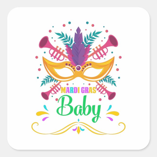 Mardi Gras Baby Square Sticker (Front)