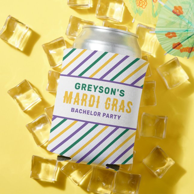 Mardi Gras Bachelor Bachelorette Party Can Cooler (In Situ Summer)