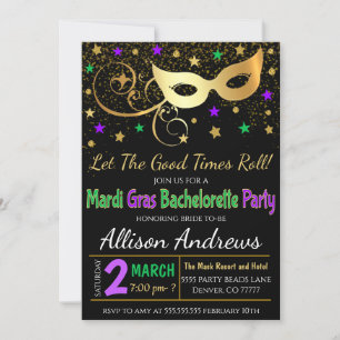 Mardi Gras Bachelorette Party Invitation