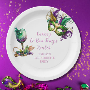 Mardi Gras Bachelorette Party Paper Plate