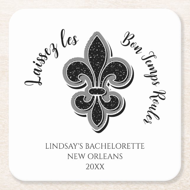 Mardi Gras Bachelorette Party  Square Paper Coaster (Front)