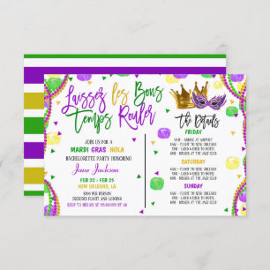 Mardi Gras Bachelorette Weekend Party Invitation