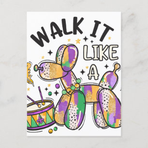 Mardi Gras Balloon Dog Postcard