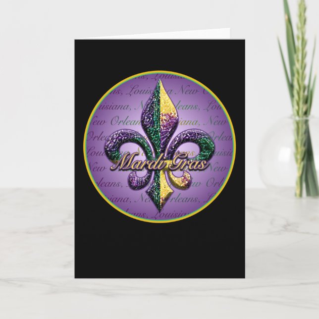 Mardi Gras bead Fleur de lis 2 Card (Front)
