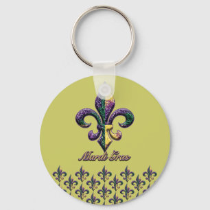 Mardi Gras bead Fleur de lis 2 Key Ring