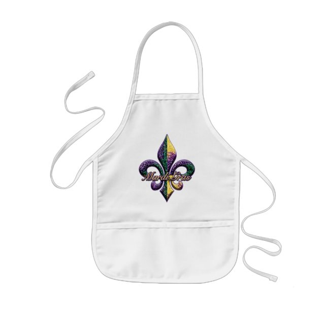 Mardi Gras bead Fleur de lis 2 Kids Apron (Front)