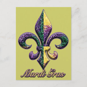 Mardi Gras bead Fleur de lis 2 Postcard