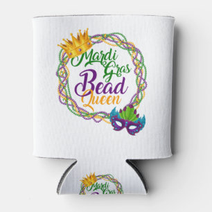 Mardi Gras Bead Queen Fat Tuesday Carnival Can Cooler