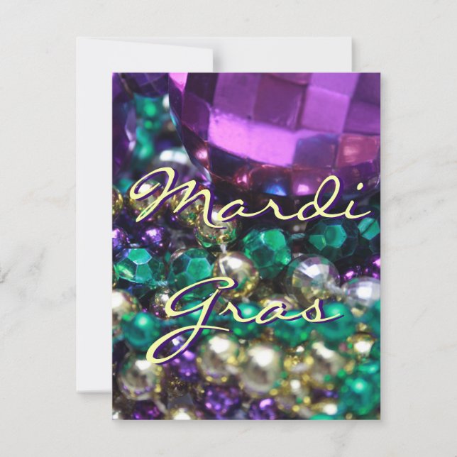 Mardi Gras Bead Throws Custom Invitation Cards (Front)