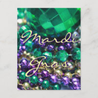 Mardi Gras Bead Throws Custom Invite Party Cards