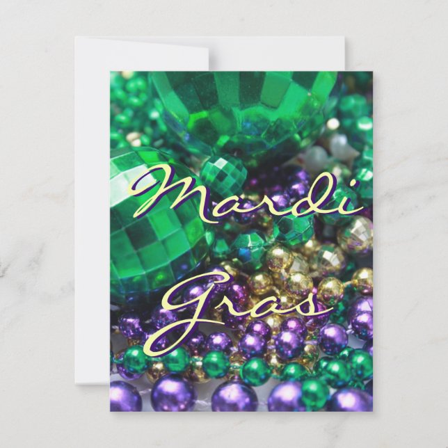 Mardi Gras Bead Throws Customised Party Invitation (Front)