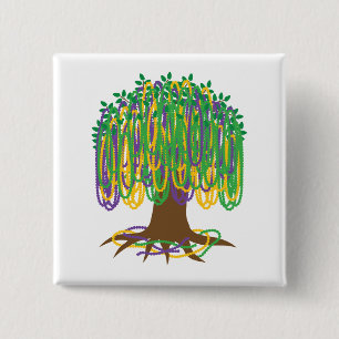 Mardi Gras Bead-Tree Carnival 15 Cm Square Badge