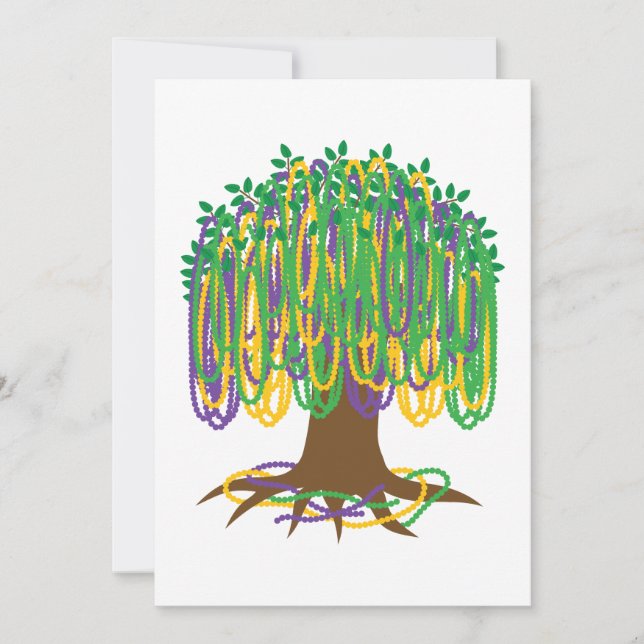 Mardi Gras Bead-Tree Carnival Invitation (Front)