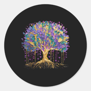 Mardi Gras Bead Tree Carnival New Orleans 2025 Classic Round Sticker