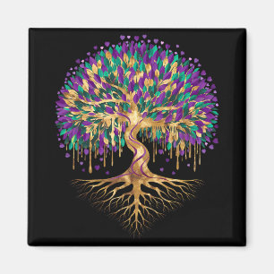 Mardi Gras Bead Tree Carnival New Orleans 2025 Wom Magnet