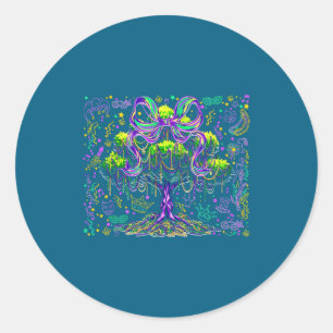 Mardi Gras Bead Tree Carnival New Orleans 2026 Men Classic Round Sticker