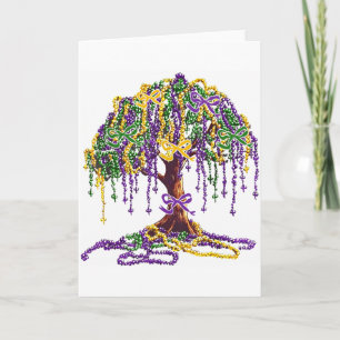 Mardi Gras Bead Tree Carnival New Orleans Women Me Card