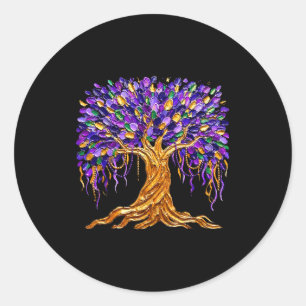 Mardi Gras Bead Tree Carnival New Orleans Women Me Classic Round Sticker
