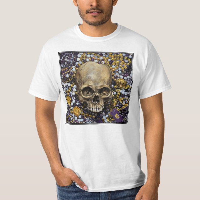 Mardi Gras Beads and Skull T-Shirt (Front)