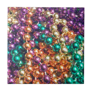 Mardi Gras Beads Ceramic Tile