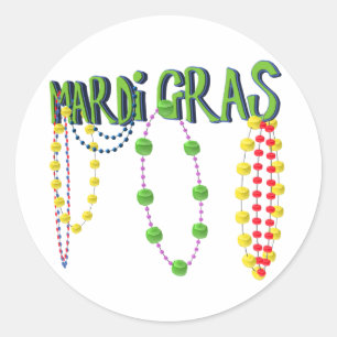 Mardi Gras Beads Classic Round Sticker