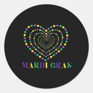 Mardi Gras Beads Heart Women Girls Carnival Party Classic Round Sticker