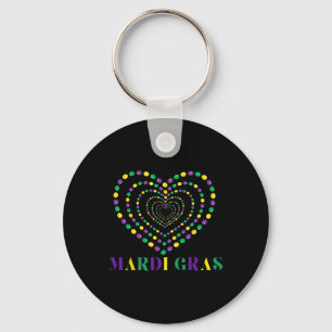 Mardi Gras Beads Heart Women Girls Carnival Party  Key Ring