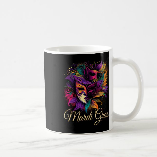 Mardi Gras Beads Mask Feathers  Coffee Mug (Right)
