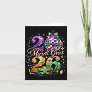 Mardi Gras Beads Mask Parade Design Card