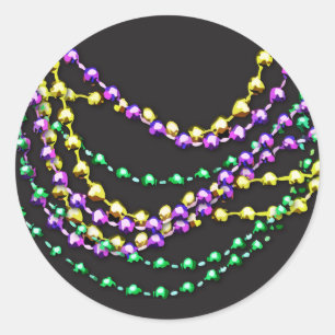 Mardi Gras Beads Necklaces Classic Round Sticker