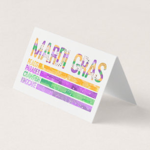 Mardi Gras Beads Parades Crawfish King Cake Business Card