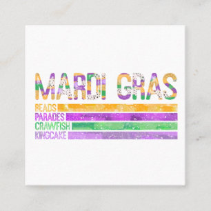 Mardi Gras Beads Parades Crawfish King Cake Square Business Card