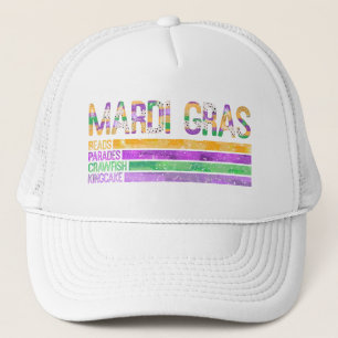 Mardi Gras Beads Parades Crawfish King Cake Trucker Hat