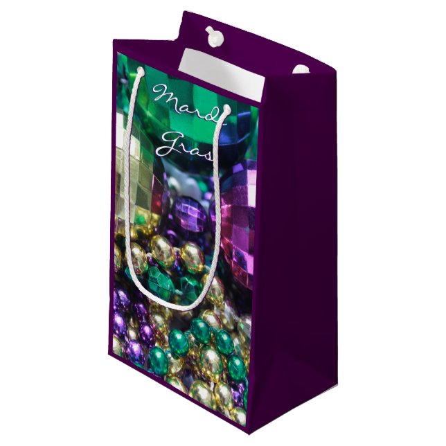 Mardi Gras Beads Party Favour Gift Bags (Front Angled)