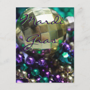 Mardi Gras Beads Personalised Party Invite Cards