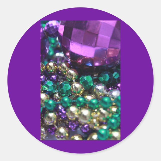 Mardi Gras Beads Purple Sticker (Front)