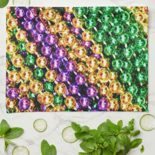 Mardi Gras Beads Tea Towel