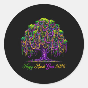 Mardi Gras Beads Tree 2026 Carnival Festival New O Classic Round Sticker