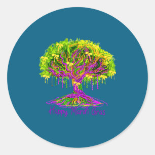 Mardi Gras Beads Tree Carnival New Orleans 2026 Wo Classic Round Sticker