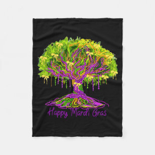 Mardi Gras Beads Tree Carnival New Orleans 2026 Wo Fleece Blanket