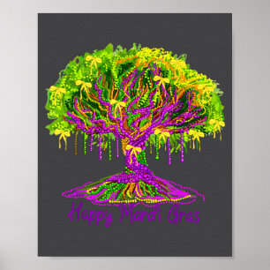 Mardi Gras Beads Tree Carnival New Orleans 2026 Wo Poster