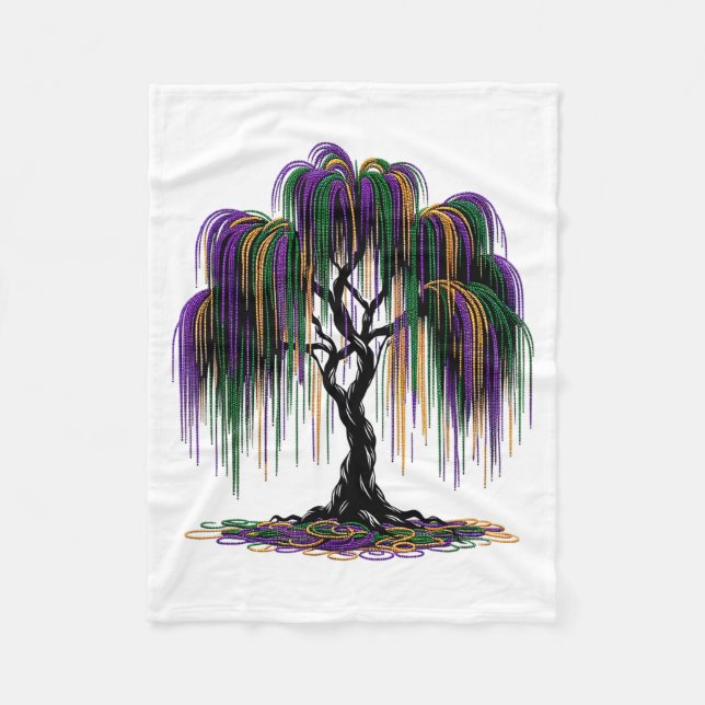 Mardi Gras Beads Tree Fun Festive Nola New Orleans Fleece Blanket (Front)