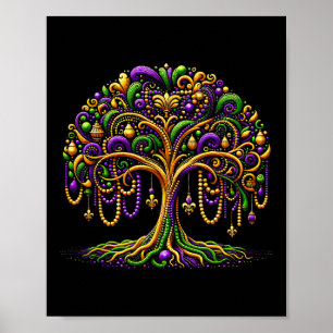 Mardi Gras Beads Tree New Orleans Festival Party M Poster
