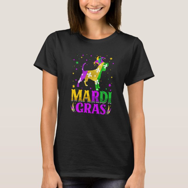 Mardi Gras Beagle Dog Lover Carnival Jester Premiu T-Shirt (Front)