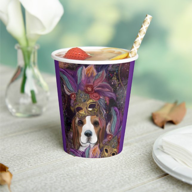 MARDI GRAS BEAGLE PAPER CUPS (Insitu)