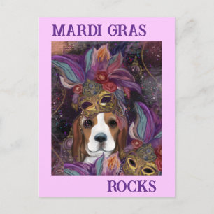 MARDI GRAS BEAGLE POSTCARD