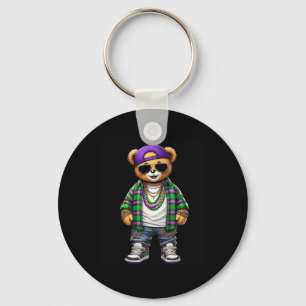 Mardi Gras Bear For Boys Men Hip Hop New Orleans B Key Ring