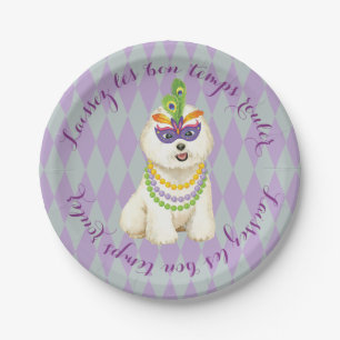 Mardi Gras Bichon Frise Paper Plate