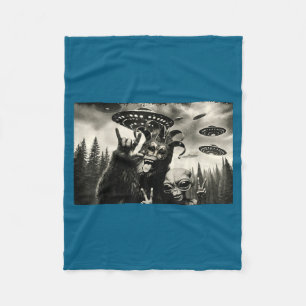 Mardi Gras Bigfoot Alien Selfie Illustration Fleece Blanket